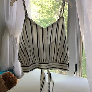 Black and white striped crop tank!